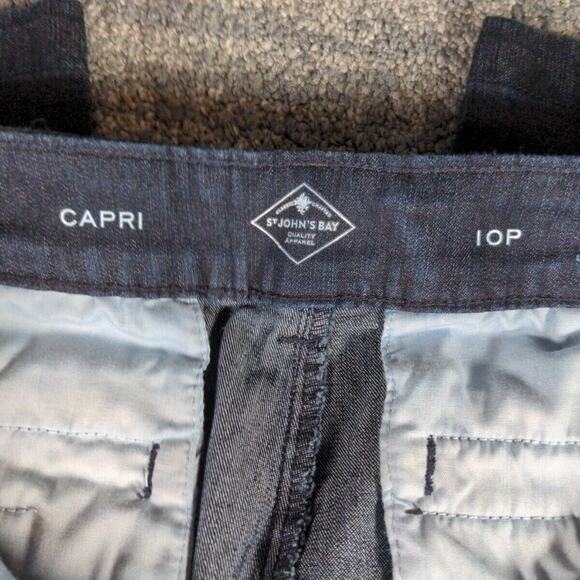 St Johns Bay Secretly Slender Denim Capri Jeans Mid Stretch Women 10P Slimming - Picture 8 of 9